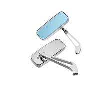 Motorbike Mirrors 8mm/10mm Universal Rectangle Black Square Blue Glass Motorcycle Side Mirror Handlebar Rear View Mirrors Rearview Mirrors(Silver Blue)