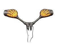 Motorbike Mirrors For Suzuki 10mm Motorcycle Skeleton Skull Hand Claw Rearview Side Mirrors W/Amber LED Turn Signal Lights Bar End Motorbike Motorcycle Wing Mirror