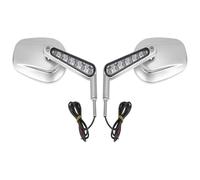 Motorbike Mirrors For VROD For VRSCF 2009-2017 Motorcycle Rear View Mirrors LED Front Turn Signals Motorcycle Wing Mirror(Silver)