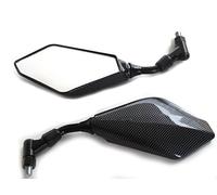 Motorbike Mirrors Pair 10mm thread - black Stems with Glossy Carbon finish