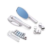 Motorbike Mirrors Universal Motorcycle Side Rear View Mirrors Blue Anti-glare Mirror CNC Aluminum For YH BT1100 XJR400 MT 07 09 10 FZ 07 09(Silver)