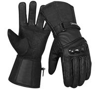 Motorbike Motorcycle Gloves Leather Hard Knuckles Windproof Waterproof Protection Winter Summer Thermal Riding Gloves Men Women Outdoor Hiking Sports Bike (2XL, Black)