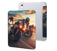 Motorbike Motorcycle Racing Cute Protective Case Compatible for IPAD 10代 (10.9in) Trifold Tablet Cover Non-Slip Cases