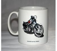 Motorbike Mug. BSA Gold Star DBD34 and Tank Badge Illustrations.