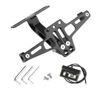 Motorbike Number Plate Holder Universal CNC Motorcycle License Number Plate Bracket LED Light Rear Turn Signal Lamp Holder Aluminum Fender Eliminator Kits Tail Tidy(Black)