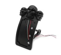 Motorbike Number Plate W/SKULL Tail Light Curve Side Mount License Plate Bracket 7/8" 1" Axle Aftermarket Motorcycle Parts(Black)