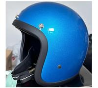 Motorbike Open Face Helmet, German Style Mirror Silver Chrome Vintage 3/4 Motorbike Open Face Helmet, Summer DOT/ECE Certified, For Men And Women Blue,M