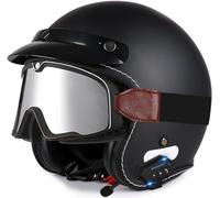Motorbike Open Face Helmet, German Style Vintage Motorcycle Jet Helmet with Sun Visor, ECE/DOT Approved Crash Jet Helmet for Men Women Road Legal, Retro 3/4 Open Face Design 1,XXL