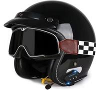 Motorbike Open Face Helmet, German Style Vintage Motorcycle Jet Helmet with Sun Visor, ECE/DOT Approved Crash Jet Helmet for Men Women Road Legal, Retro 3/4 Open Face Design 6,M