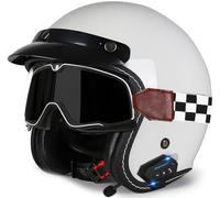 Motorbike Open Face Helmet, German Style Vintage Motorcycle Jet Helmet with Sun Visor, ECE/DOT Approved Crash Jet Helmet for Men Women Road Legal, Retro 3/4 Open Face Design 5,XL