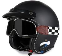 Motorbike Open Face Helmet, German Style Vintage Motorcycle Jet Helmet with Sun Visor, ECE/DOT Approved Crash Jet Helmet for Men Women Road Legal, Retro 3/4 Open Face Design 4,XL