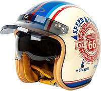 Motorbike Open Face Helmet, German Style Vintage Motorcycle Jet Helmet with Sun Visor, ECE/DOT Approved Crash Jet Helmet for Men Women Road Legal, Retro 3/4 Open Face Design 1,M