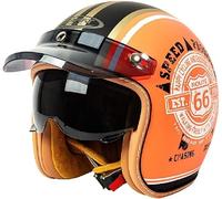Motorbike Open Face Helmet, German Style Vintage Motorcycle Jet Helmet with Sun Visor, ECE/DOT Approved Crash Jet Helmet for Men Women Road Legal, Retro 3/4 Open Face Design 3,XXL