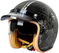 Motorbike Open Face Helmet, German Style Vintage Motorcycle Jet Helmet with Sun Visor, ECE/DOT Approved Crash Jet Helmet for Men Women Road Legal, Retro 3/4 Open Face Design 4,XL