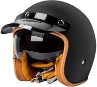 Motorbike Open Face Helmet, German Style Vintage Motorcycle Jet Helmet with Sun Visor, ECE/DOT Approved Crash Jet Helmet for Men Women Road Legal, Retro 3/4 Open Face Design 6,XXL