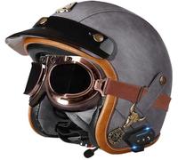 Motorbike Open Face Helmet, German Style Vintage Motorcycle Jet Helmet with Sun Visor, ECE/DOT Approved Crash Jet Helmet for Men Women Road Legal, Retro 3/4 Open Face Design 4,XXL