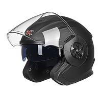 Motorbike Open Face Helmet Retro 3/4 Adults Summer Motorcycle Helmet for Men Women with Double Visor DOT/ECE Approved Vintage Scooter Moped Bike Jet Crash Half Helmet,Black,XL