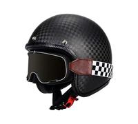 Motorbike Open Face Helmets Retro Jet Motorcycle Half Helmet Avce Goggles DOTECE Approved 3/4 Moped Scooter Helmets Carbon Fiber Half Helmet for Adults Men Women Four Seasons E,M:57-58CM