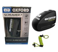 MOTORBIKE OXFORD SCREAMER 7 ALARM DISC LOCK BLACK LK289 Motorcycle Scooter Safety AntiTheft 7mm Security 100dB Loud Alarm Disk Lock With DLR Cable