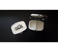 Motorbike P2 made of fine English Pewter on a travel silver rectangular metal pill box