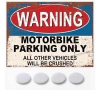 Motorbike Parking Only Metal Sign | Retro Garage Wall Plaque | 20x15cm Medium - Retro Garage Decor, Home Pub Bar Accessories, Vintage Man Cave Wall Plaque, Motorcycle Gift UK 30th 40th 50th Birthday