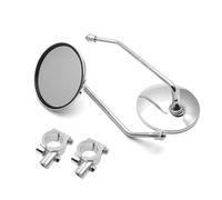 Motorbike Rear View Mirror 1Pair Chrome Motorcycle Scooter Mirrors Universal 8mm 22mm 25mm Round Oval Convex(For 25mm handlebar)