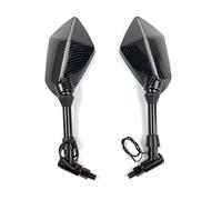 Motorbike Rear View Mirror Universal Motorcycle Rear Side Rearview Mirrors With LED Light(8mm Carbon)