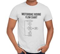Motorbike Rider Flow Chart T-Shirt (UK, Alpha, L, Regular, Regular, White)