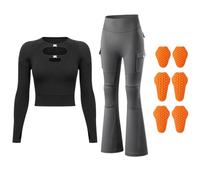Motorbike Riding Suit for Women with Mesh Jacket and Padded Skort, Breathable Summer Gear Removable Armour Reflective Biker Clothing Yoga Tennis Fitness Gym Commute Activewear