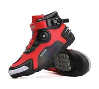 Motorbike Shoes Men Street Motorcycle Boots Side Zip Leather Breathable Anti-Slip Sole with Short Ankle Support TouringFashion Motocross Reinforced Street Riding Casual Racing Sports (Red,7)