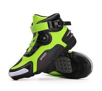 Motorbike Shoes Men Street Motorcycle Boots Side Zip Leather Breathable Anti-Slip Sole with Short Ankle Support TouringFashion Motocross Reinforced Street Riding Casual Racing Sports (Green,10)