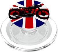 Motorbike Silhouette On Union Jack Flag Classic Bike Style PopSockets PopGrip for MagSafe