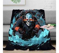 Motorbike Skeleton Blanket Ultra-soft Micro Fleece Blanket Soft And Warm Digitally Skeleton Rider Printed Blanket Flannel Blanket Present 40x50inch(100x130cm)