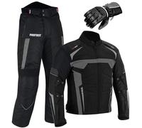 Motorbike Suit - Motorcycle Gloves Armoured 2 Piece Suit Motorbike Waterproof Suits Jacket with Trouser CE Armor For All Weather Mens (Grey, S 36 Chest/30 Waist - 32" T)