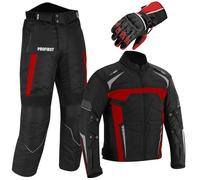 Motorbike Suit - Motorcycle Gloves Armoured 2 Piece Suit Motorbike Waterproof Suits Jacket with Trouser CE Armor For All Weather Mens (Red, 3XL 46 Chest/40 Waist - 32"T)