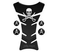Motorbike Tank Pad Protector Motorcycle Scratch Pad compatible ' CARBON-LOOK Pirates Jolly Roger '