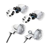 Motorbike Turn Indicator For Harley Indicator Lamps Chrome And Black Housing 41Mm With Front Rear Fork Clamp 4Pcs Motorcycle Turn Signal Lights