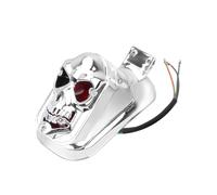 Motorbike Turning Indicators For black for Chrome Motorcycle LED Rear Tail Light Brake Running Skull Style Universal(Chrome)