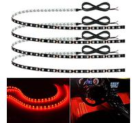 Motorbike Underglow 12V Led Strip Lights Neon Interior Car Lights Connectable Red Led Light Strips 12V for Cars Interior Lights Boat Marine Trucks 4Pack(60cm/24" Red)