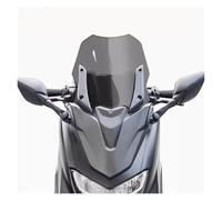 Motorbike Wind Deflector For NMAX155 Modified Front Face Heightened Windshield Front Windshield ABS Mask + Windshield + Long Rod Rearview Mirror Windscreen Deflectors(33cm Smoke gray-A)