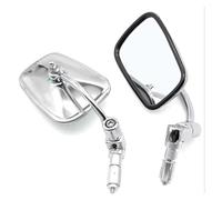 Motorbike Wing Mirror Motorcycle Handlebar Bar End Square Rearview Side Mirror Silver Shiny All Weather Durability
