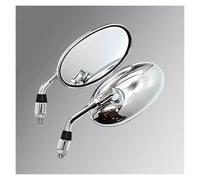 Motorbike Wing Mirrors 10MM Universal Motorcycle High Performance Side Rear View Mirror Chrome Oval Bar End Mirrors(Silver plating 10MM)