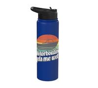 Motorboating gets Me Wet Funny Motor Boat Captain Women Stainless Steel Insulated Water Bottle
