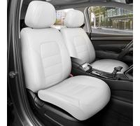 MotorBox Classic Edition Faux Leather Seat Covers for Cars, Trucks, & SUV - 2 White Car Seat Covers for Front Seats - Universal Fit Car Accessories Automotive Interior Protector for Most Vehicles