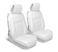 MotorBox White Car Seat Covers - Classic Edition Faux Leather White Seat Covers for Car - Perforated Cushioned Seat Protectors for Automotive Accessories, Trucks, SUV, Car - Two Front Covers