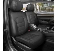 Motorbox Deluxe Edition Napa Leather Seat Covers for Cars, Trucks, & SUV - 2 Black Car Seat Covers for Front Seats - Universal Fit Truck, SUV, & Car Accessories Interior Protector for Most Vehicles