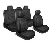 MotorBox Prestige Edition Napa Leather Seat Covers Full Set - Black Car Seat Covers Front Seats and Back Car Seat Protector, Waterproof and Universal Fit for Most Small to Medium Autos, Trucks & SUVs