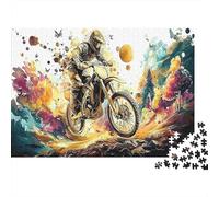 Motorcycle 1000 Pc Extra-Thick Cardboard Senior Puzzle, Vivid Velocity Concentration Game, Christmas Holiday Activity 52x38cm/1000pcs