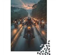 Motorcycle 1000 Pc Sturdy Paper Board Bike Gang Puzzle Parent-Child Interactive Game Unique Artwork HD Printing 70x50cm/1000pcs