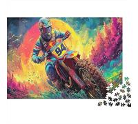 Motorcycle 1000 Piece Adult Jigsaws: Motocross Rider Educational Games Suitable for Decompression 38x26cm/1000pcs